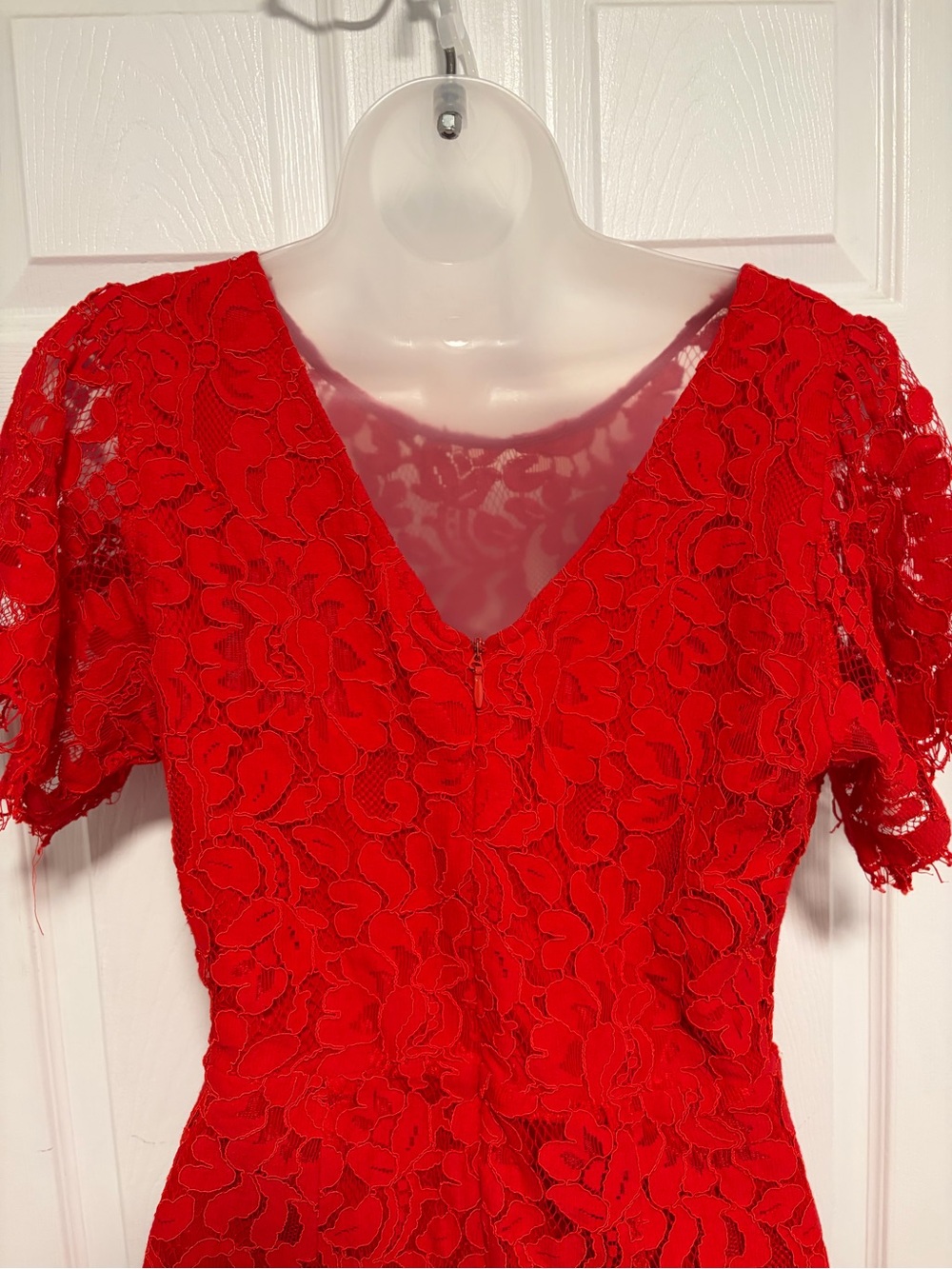 Lulu's Red Floral Lace Short Sleeve Dress - Picture 5 of 7